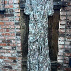 Veronica Beard Paisley Maxi Dress - Gray and Brown